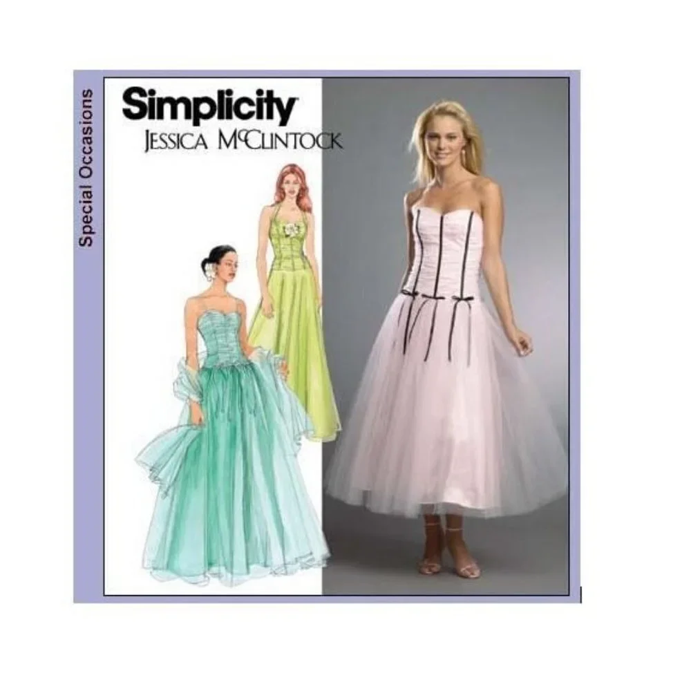 Simplicity Sewing Pattern‎ 4686 JESSICA MCCLINTOCK Gown Dress Shawl Misses 4-10